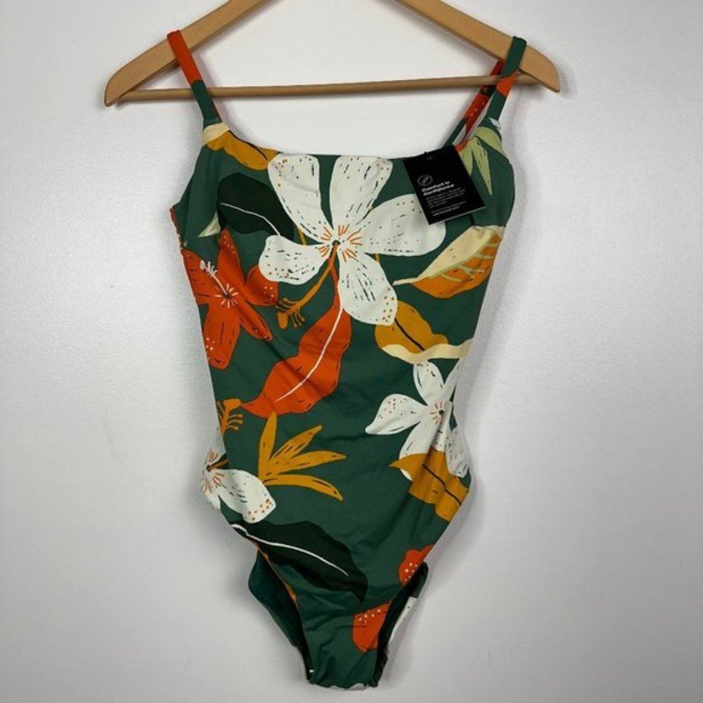 NWT  Knix  Your Classic One Piece Swimsuit Swim  Sporty Rainforest Print